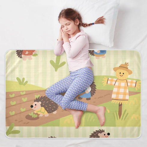 siphylline 52" 34" Cartoon Farmer Hedgehogs Green Extra Large Resuable Diaper Mats Waterproof Washable Potty Training