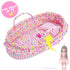 June Garden Cozy Dream Doll Bassinet - Portable Carrier for Baby Dolls up to 14", Soft Pillow & Safety Buckle