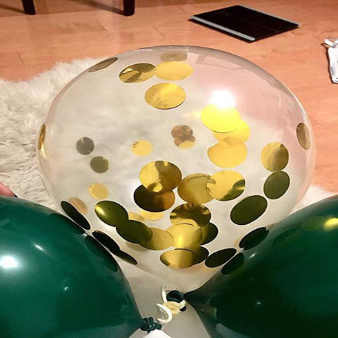 Jungle Safari Dinosaur Theme Party Supplies, 30pcs 12 Inch Green White Latex Balloons with Confetti
