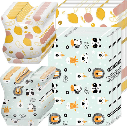 40 pcs Disposable Bibs and Placemats for Baby, Leak Proof Travel Feeding Bibs and Place Mats for Infants and Toddlers