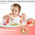 3 Pack Baby Fork and Spoon Set, Suction Baby Self Feeding Utensils for 6-12 Months, Silicone Feeding Supplies