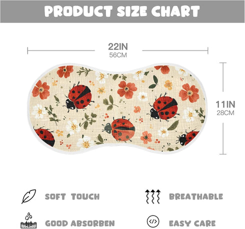 Mazeann 4 Pack Kawaii Red Ladybug Burp Cloths Baby Boys Girls Absorbent Soft Cotton Burping Cloths Rags
