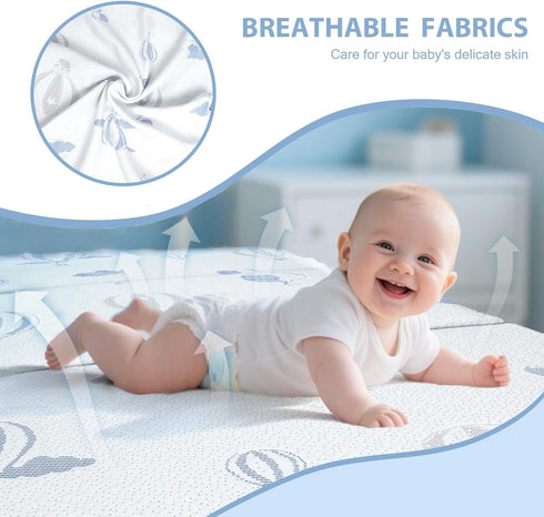 Pack 38"x26"x3'' Pack Pack and Play Mattress Trifold, Memory Foam Dual-Sided N Play Mattresses for Baby Toddler, Soft