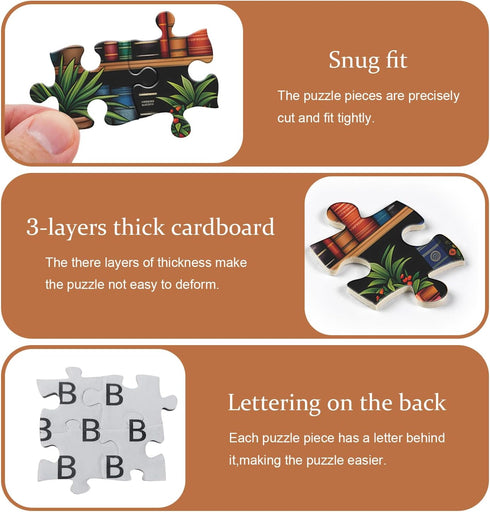 PICKFORU 1000 Vintage Bookshelf Puzzle for Adults Pieces, Book Houseplant Puzzle,Retro Bookshelf Botanical Puzzles