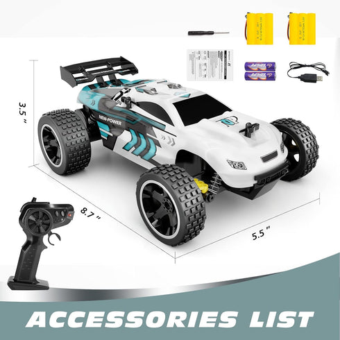 Tecnock RC Racing Car, 2.4GHz High Speed Remote Control, 1:18 2WD Toy Cars for Boys & Girls, White