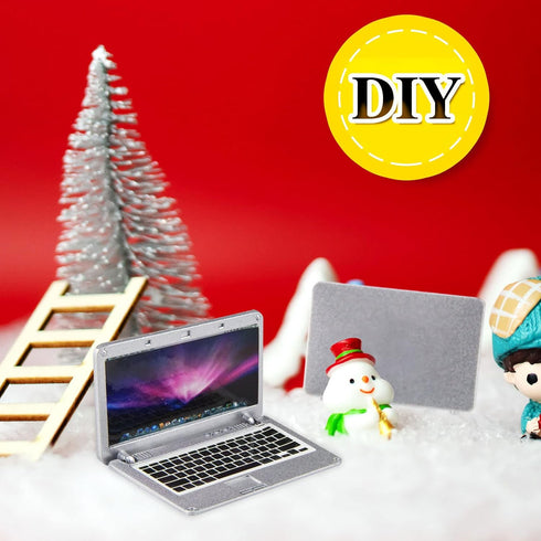 Dollhouse Furniture Miniature Laptop, 1:12 Scale Doll House Accessories for Mini Dolls Playsets