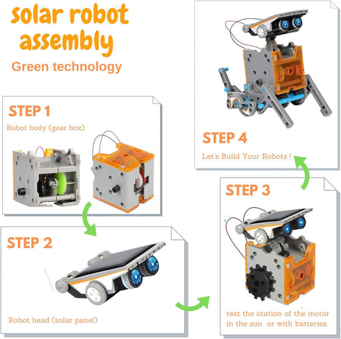 WISHKY TOYS 12-in-1 8-12 190 8-12 STEM Solar Robot Toys, Building Science Educational Experiment Kit for Kids Aged |