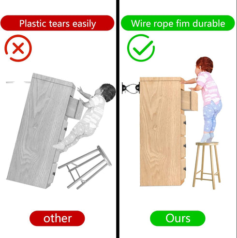Furniture Anchors Anti-Tip Kit, 6 Pack Straps for Baby Proofing, Secure 400 lbs Cabinet Safety