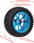 Mxfans Black 75mm Dia Beard Pattern Rubber Tyre & Blue Aluminum Alloy 10-Spoke Wheel Rims, Pack of 4