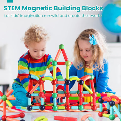 BAKAM Magnetic Building Blocks for Kids Ages 4-8, STEM Toys with Large Magnetic Sticks and Balls Game Set (42PCS)