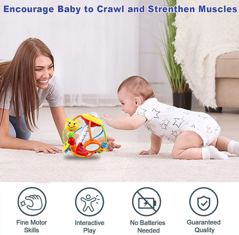 HOLA Baby Toys for 0-12 Months: Rattle Toys, Activity Ball, Shaker Grab Spin Crawling Toys for Infants
