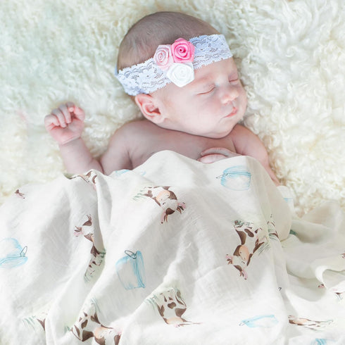 2-Pack 47 47 Inches Baby Muslin Swaddle Blankets, x Soft Breathable Bamboo Cotton Blend, Lightweight Receiving Blanket