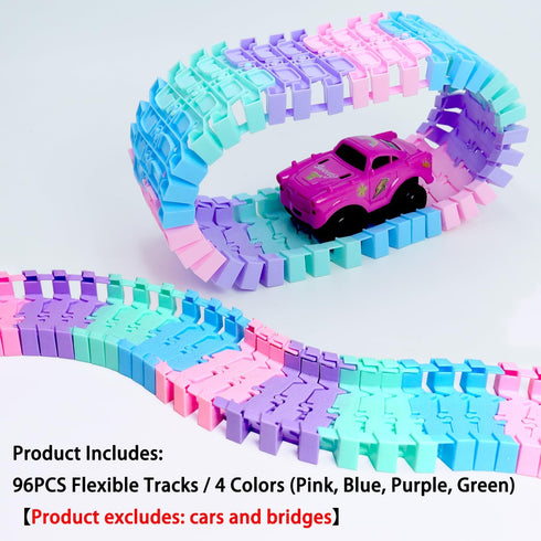 96 Set -4 360 PCS Flexible Tracks Race Tracks Supplementary Colors Magic Road Race Tracks Toys, Rotating Flexible Train