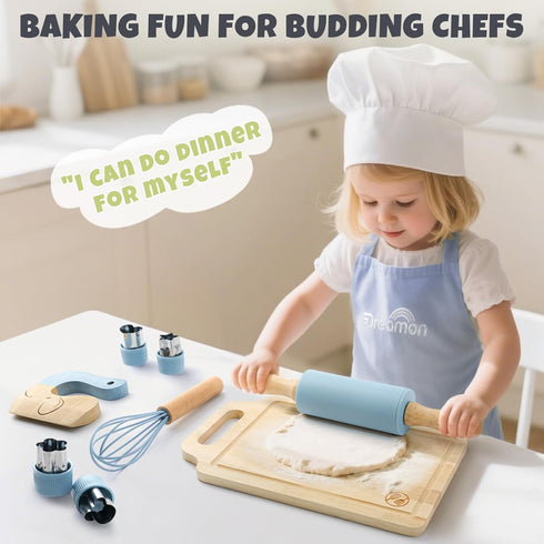 29 Set, 3 3+ PCS Wooden Kids Cooking Toddler Montessori Cooking & Baking Kitchen Tools for Real Cooking, Knifes, Real