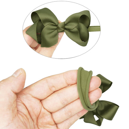 CellElection 25 Colors Baby Girls Headbands, Soft Stretch Nylon Hairbands, 3-Inch Grosgrain Ribbon Bows for Kids