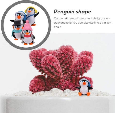 NUOBESTY Cute Penguin Toys Mini Figure Collection Playset, 8 Pieces Penguin Cake Topper