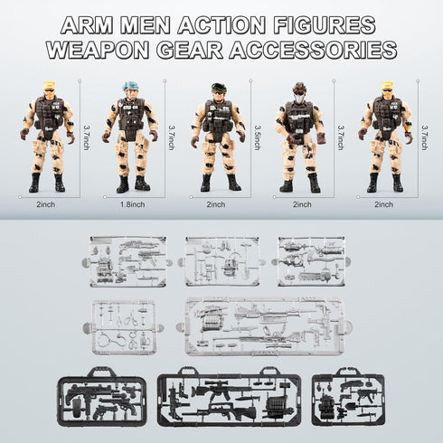 JASSKKBO 86-In-1 4-7 6-8 8-12, Army Men Toys for Boys Military Base/Truck/Kayak Boat/Motorcycle/Helicopter/Army Men