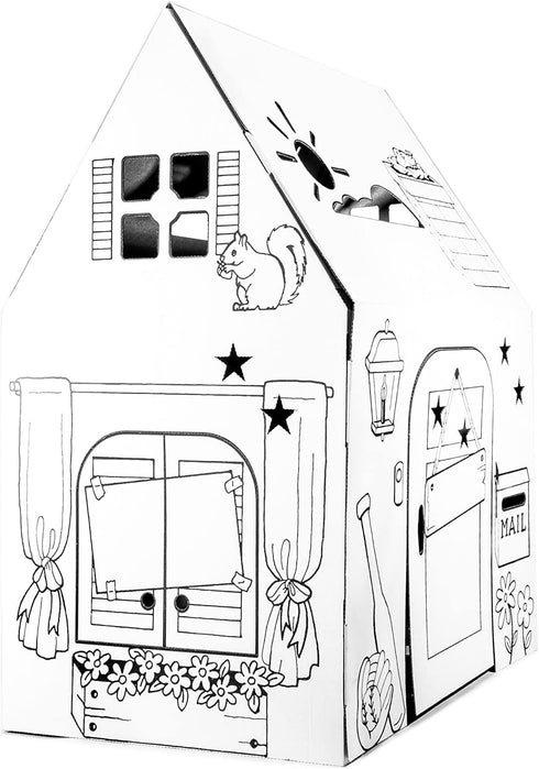 Easy Playhouse Clubhouse - Kids Art and Craft Indoor/Outdoor Fun, Decorate and Personalize Cardboard Fort, 34" X 27" X