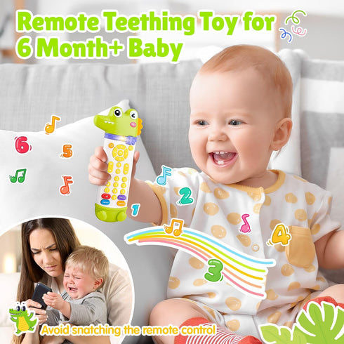 3 6 Baby Remote Control Toy, Teething Remote Control with Realistic Lights and Sounds - Languages (English, Spanish
