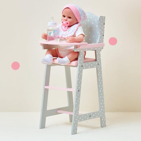 Doll High Chair for Baby Dolls - Olivia's Little World Wooden Play Furniture for 16" to 18" Dolls