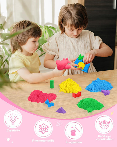 6 11lbs, AtMini Play Sand with Colored Sands of Including a Sand Tray with Lid - Sensory Toy Kits and Sand Art Kits