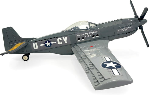 P-51 Set, 258 1:25 GJ-P51 General Jim's WWII US Mustang Historical Fighter Plane Brick Building Blocks Pieces, Scale