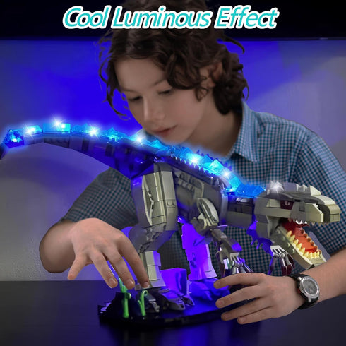 Light Up Dinosaur Building Block Sets, Glowing Tyrannosaur Kits for Boys 6+ and Adults, 23.6 Inch Size