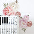Watercolor Peony Flowers Wall Decals, Floral Wall Stickers for Living Room, White & Pink Flowers Art