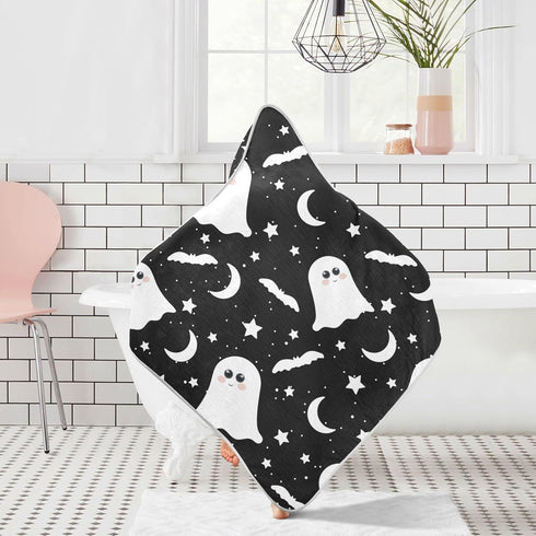 YETTASBIN 30 30 Inch Halloween Ghost Baby Towel, Ultra Soft Absorbent Cotton Baby Hooded Bath Towel for Newborn Baby