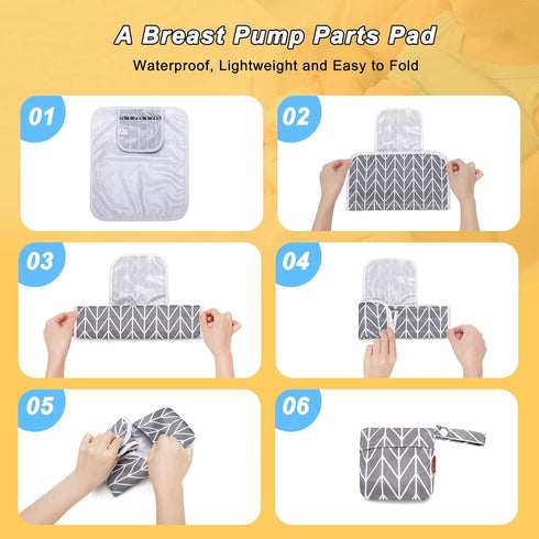 Damero Gray Arrow Breast Pump Parts Bag - Waterproof & Convenient