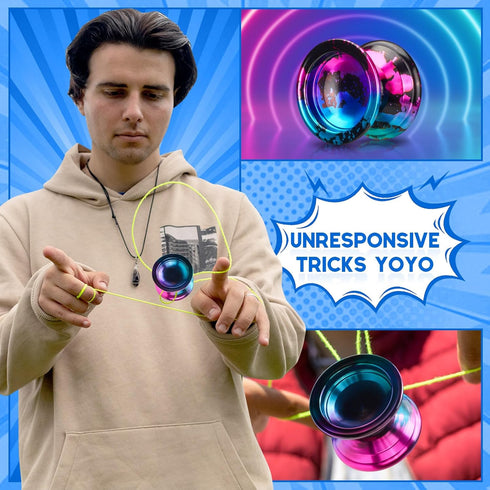 FETESNICE Professional Yoyo for Kids & Adults, Responsive & Unresponsive Metal Yoyo Set with 10 Strings and Carry Bag