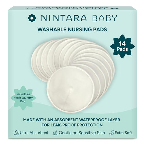 Nintara Baby Reusable Nursing Pads Soft & Absorbent Breast Pads, Bamboo Viscose