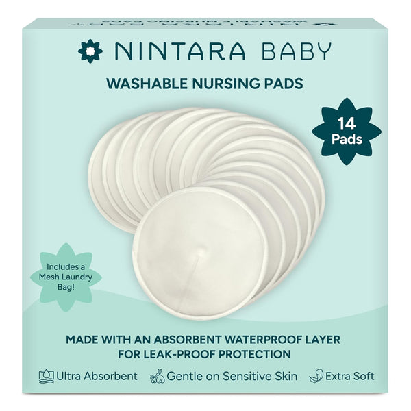 Nintara Baby Reusable Nursing Pads Soft & Absorbent Breast Pads, Bamboo Viscose