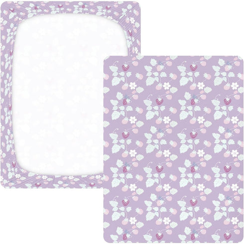 miaozhen 1 Pack 52x28 Cotton Baby Crib Sheets Comfy Breathable Slow Style Strawberry Lavender Crib Mattress Sheet