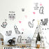 Cartoon Cats Wall Decals - MAIYU 9 Cute Kittens with Butterfly Heart Paw Print Stickers for Kids Room