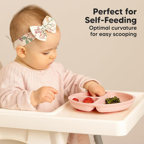 KeaBabies 3-Pack Suction Plates for Baby, Toddler - 100% Silicone Divided Plates, BPA-Free, Microwave & Dishwasher Safe