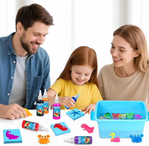 20 20 3D Set CL FUN Magic Gel Water Toy Elf: Aqua Squishy Maker DIY Gels with Fairy Animal Mold Kits - Handmade Magical
