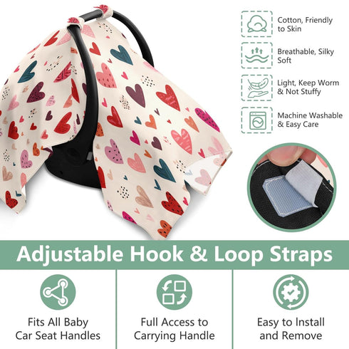 Mazeann Love Hearts Floral Car Seat Cover Baby Breathable Soft Infant Carseat Covers Canopies Babies Carrier Covers