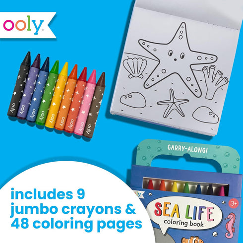 9 48 Ooly Travel Art Kit with Jumbo Crayons & Themed Coloring Pages & Case for Easy Traveling Art Creation, Perfect