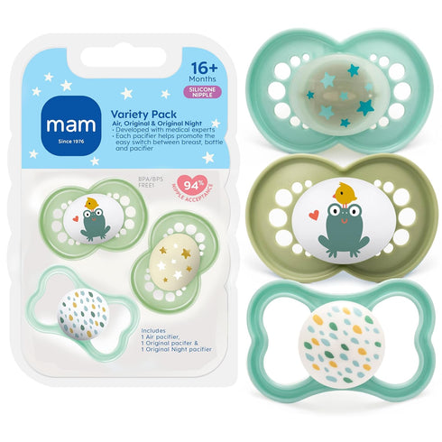 Pacifier, 16+ Months, Variety Pack (1 Original, 1 Air + 1 Night