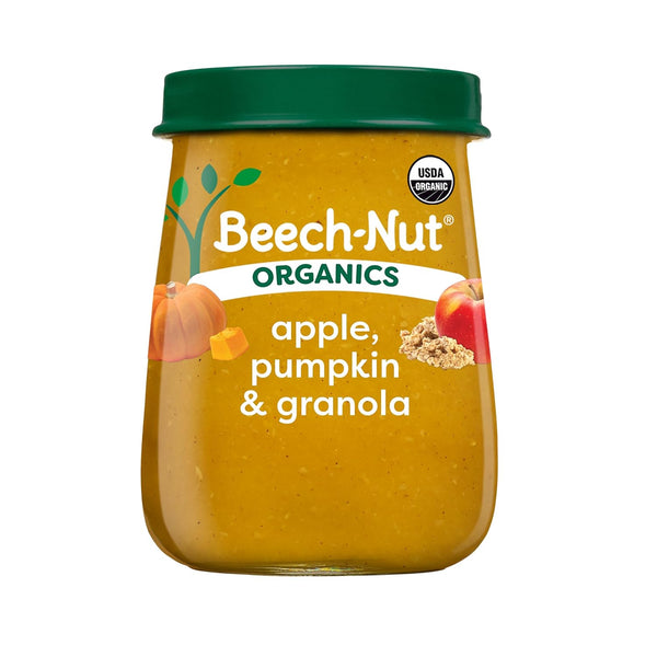 Beech-Nut Organic Baby Food Jars, Organic Apple Pumpkin & Granola Puree, Stage