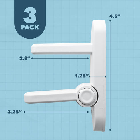 Childproof Door Lever Lock (3 Pack) - Easy Install Child Proof Door Lock with Secure 2 Button Design for Kids Safety