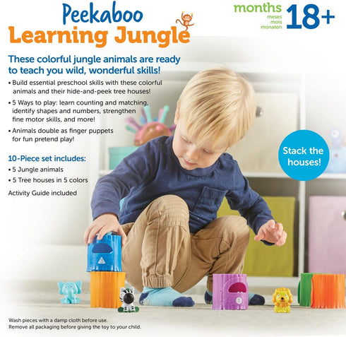 Learning Resources Peekaboo Learning Jungle Toddler, 10 Pieces, Educational Toys for Baby Fine Motor Skills