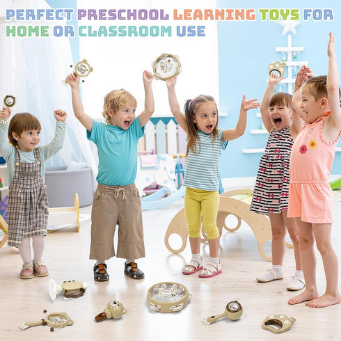 1-3: 6pcs Baby Musical Toys for Toddlers Montessori Kids Musical Instruments Infant Baby Teething Toy with Rattle