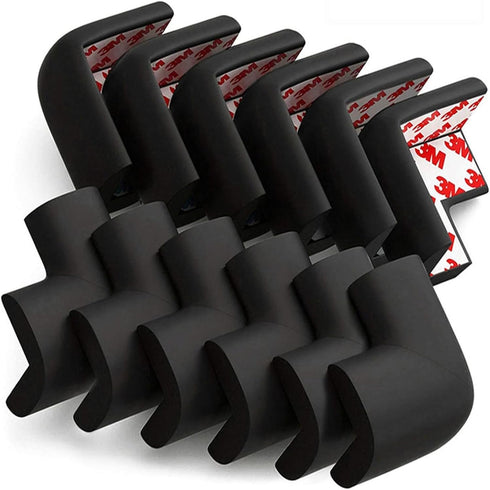 DYKESON Soft Corner Protector - Baby Safety Cushion & Corner Bumpers, Table Edge Protector, 12 Pack, Black