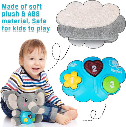 Aitbay Plush Elephant Music Baby Toys for 0 to 6 Months, Cute Stuffed Animal Light Up Baby Toys for Newborns and