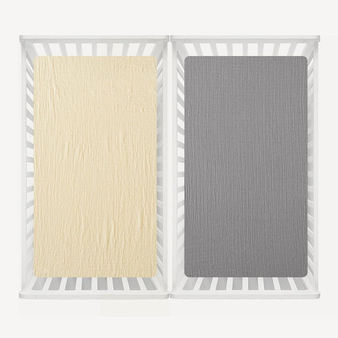 2 Pack 100% Set, 28x52 Inch david's kids Muslin Crib Sheets for Boys Girls, Cotton Soft Breathable Fitted Baby Sheet