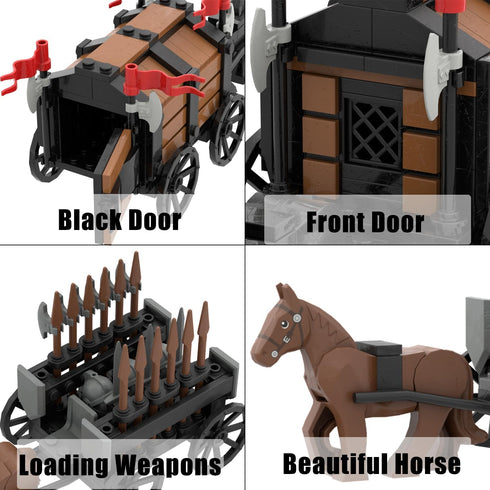 Medieval Carriage Building Blocks - Ancient Military Weapons Chariot Building Bricks, Suitable for LEGO Medieval Castle