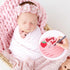 R HORSE Baby Announcement Sign with Ink Pad and Marker Pen Pink Strawberry Hello World Wooden Keepsake for Newborn