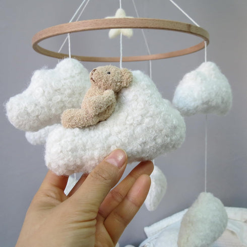 Goukurlsma Soft Cloud & Bear Baby Mobile for Crib | Neutral Nursery Mobiles for Baby Crib Mobile for Girls & Boys |